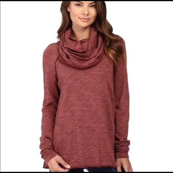 Free People Beach Women's Long Sleeve Cowl Neck Cotton Rust Sweater Size S/M - Picture 8 of 9